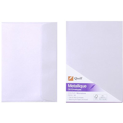 Image for QUILL C6 METALLIQUE ENVELOPES PLAINFACE STRIP SEAL 80GSM 114 X 162MM MOOSTONE PACK 10 from Olympia Office Products