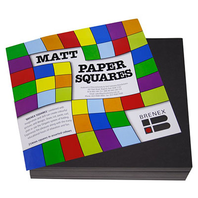 Image for BRENEX MATT SQUARE PAPER SHAPES SINGLE SIDE 254 X 254MM BLACK PACK 360 from Clipboard Stationers & Art Supplies