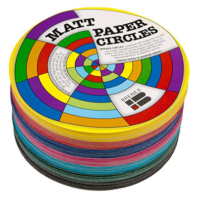 Image for BRENEX MATT CIRCLE PAPER SHAPES DOUBLE SIDE 180MM ASSORTED PACK 500 from York Stationers