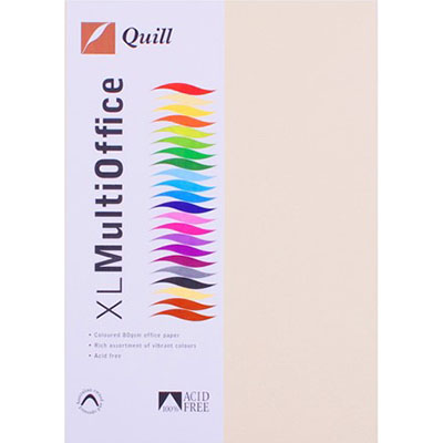 Image for QUILL XL MULTIOFFICE COLOURED A4 COPY PAPER 80GSM CREAM PACK 500 SHEETS from Office Heaven