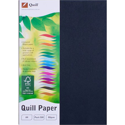 Image for QUILL XL MULTIOFFICE COLOURED A4 COPY PAPER 80GSM BLACK PACK 500 SHEETS from That Office Place PICTON