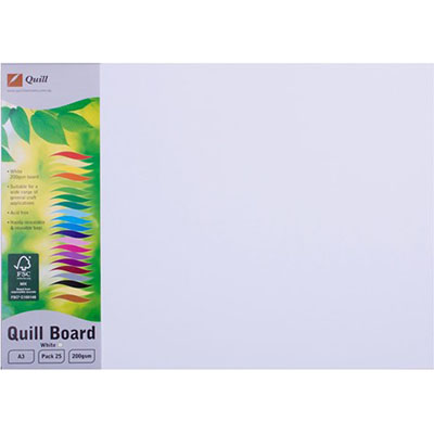 Image for QUILL BOARD 200GSM A3 WHITE PACK 25 from BusinessWorld Computer & Stationery Warehouse