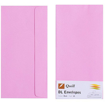 Image for QUILL DL COLOURED ENVELOPES PLAINFACE STRIP SEAL 80GSM 110 X 220MM MUSK PACK 25 from Prime Office Supplies