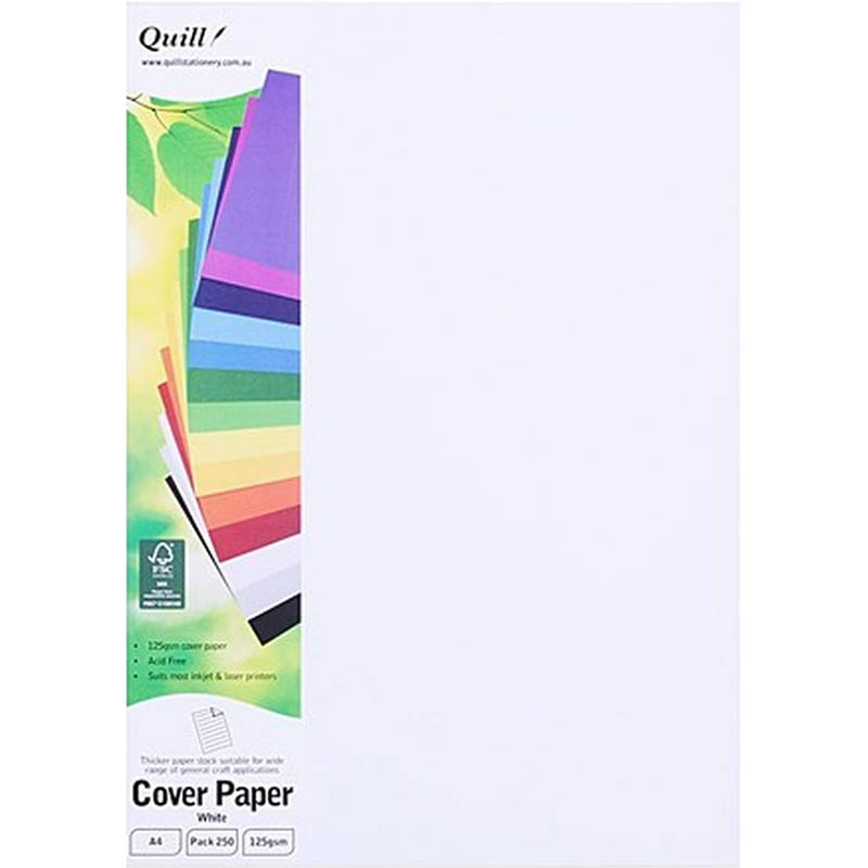 Image for QUILL COVER PAPER 125GSM A4 WHITE PACK 250 from Clipboard Stationers & Art Supplies
