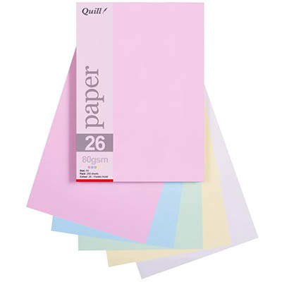 Image for QUILL COLOURED A5 COPY PAPER 80GSM PASTEL ASSORTED PACK 250 SHEETS from Clipboard Stationers & Art Supplies