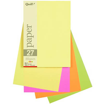 Image for QUILL COLOURED A5 COPY PAPER 80GSM FLUORO ASSORTED PACK 250 SHEETS from York Stationers