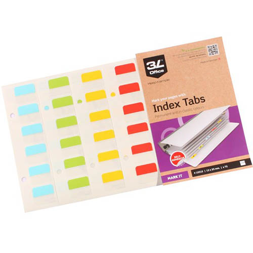 Image for 3L INDEX TAB 12 X 25MM ASSORTED PACK 72 from Mitronics Corporation