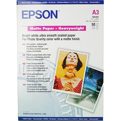 Image for EPSON C13S041261 PREMIUM PRESENTATION PHOTO PAPER MATTE 167GSM A3 WHITE PACK 50 from Prime Office Supplies