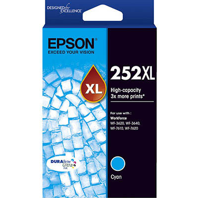 Image for EPSON 252XL INK CARTRIDGE HIGH YIELD CYAN from Office Express