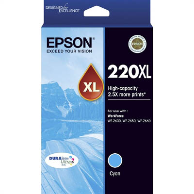 Image for EPSON 220XL INK CARTRIDGE HIGH YIELD CYAN from That Office Place PICTON