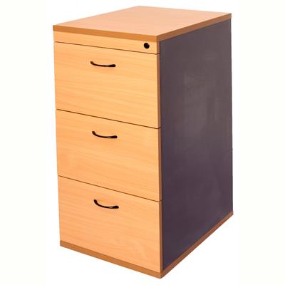 Image for RAPID WORKER FILING CABINET 3 DRAWER 465 X 600 X 998MM BEECH/IRONSTONE from BusinessWorld Computer & Stationery Warehouse