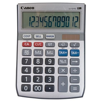 Image for CANON LS-121TS DESKTOP CALCULATOR 12 DIGIT SILVER from ALLBIZ Office Supplies