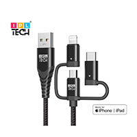 ipl tech  fast charge and sync braided cable 3-in-1 2.4a black