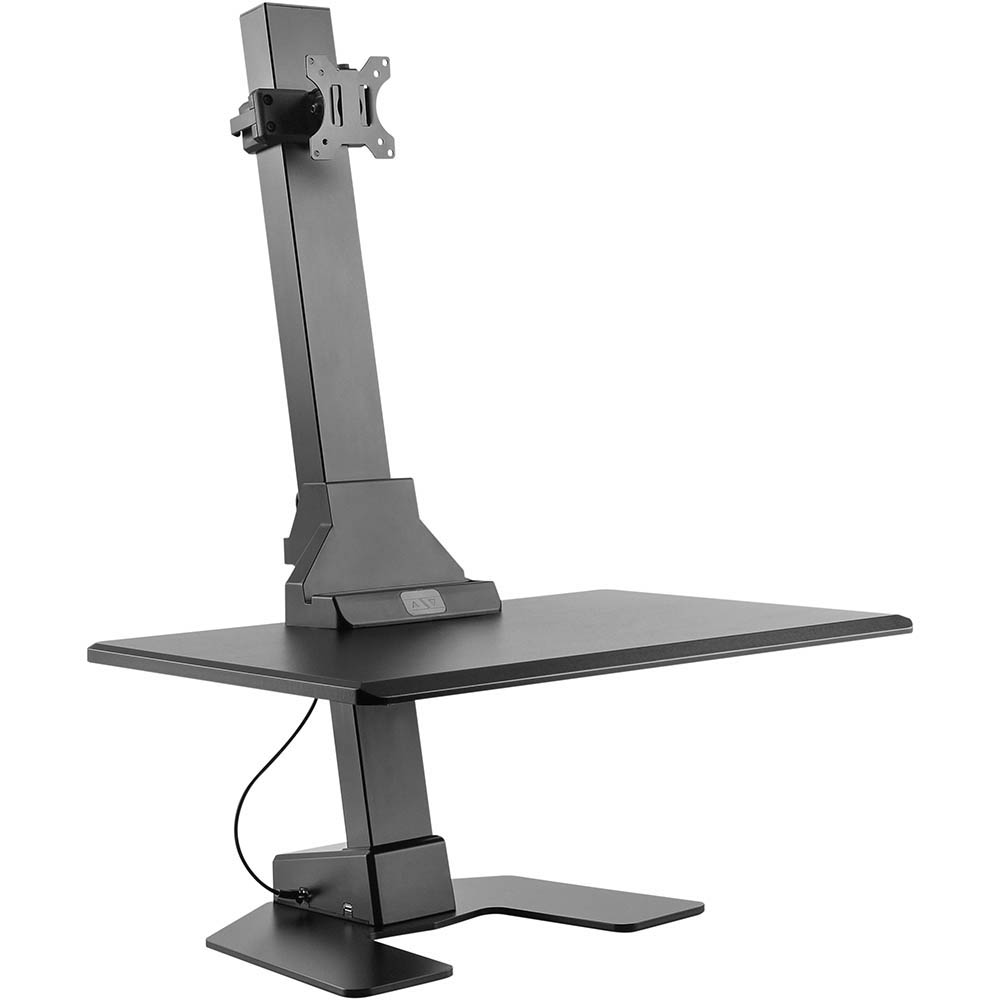 Image for ERGOVIDA SINGLE MONITOR ELECTRIC VERTICAL BAR DESKTOP SIT-STAND WORKSTATION BLACK from That Office Place PICTON