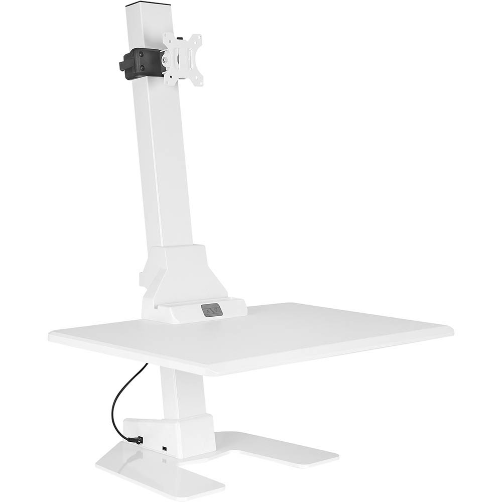 Image for ERGOVIDA SINGLE MONITOR ELECTRIC VERTICAL BAR DESKTOP SIT-STAND WORKSTATION WHITE from Pinnacle Office Supplies