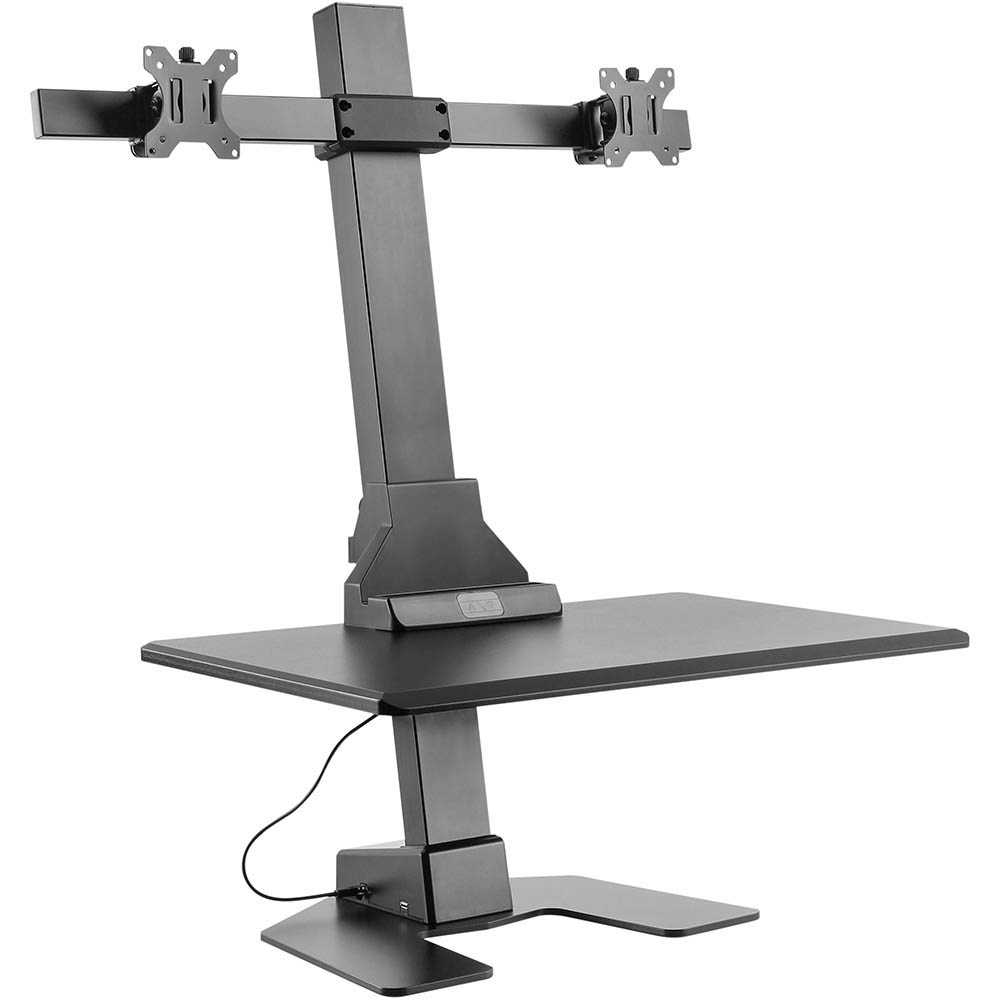 Image for ERGOVIDA DUAL MONITOR ELECTRIC VERTICAL BAR DESKTOP SIT-STAND WORKSTATION BLACK from That Office Place PICTON