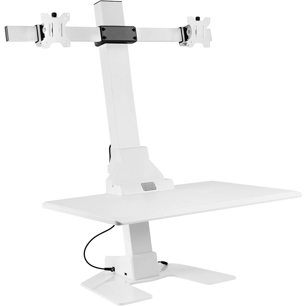 Image for ERGOVIDA DUAL MONITOR ELECTRIC VERTICAL BAR DESKTOP SIT-STAND WORKSTATION WHITE from Pinnacle Office Supplies