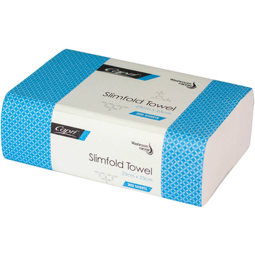 Image for CAPRI SLIMFOLD INTERLEAVED HAND TOWEL 230 X 230MM CARTON 20 from That Office Place PICTON