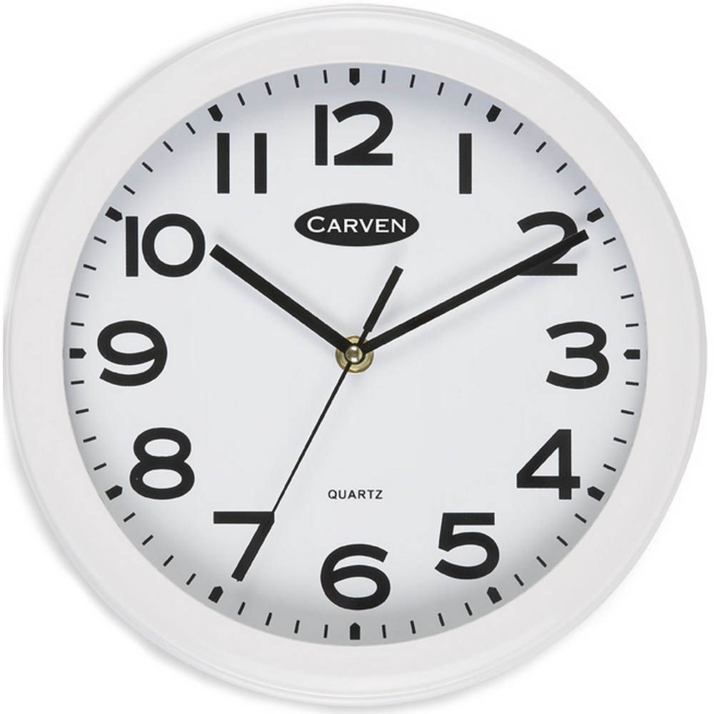 Image for CARVEN WALL CLOCK 250MM WHITE FRAME from Olympia Office Products