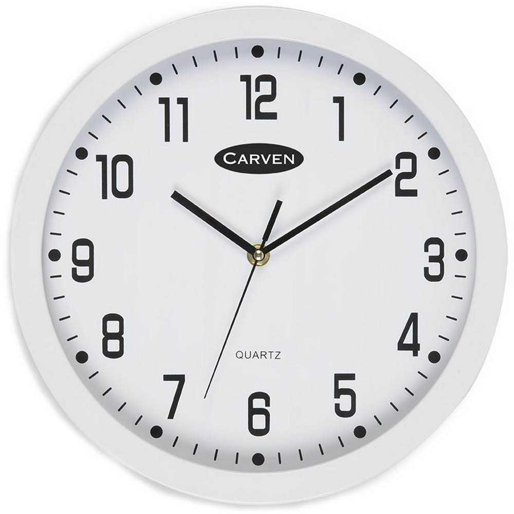 Image for CARVEN WALL CLOCK 300MM WHITE FRAME from York Stationers
