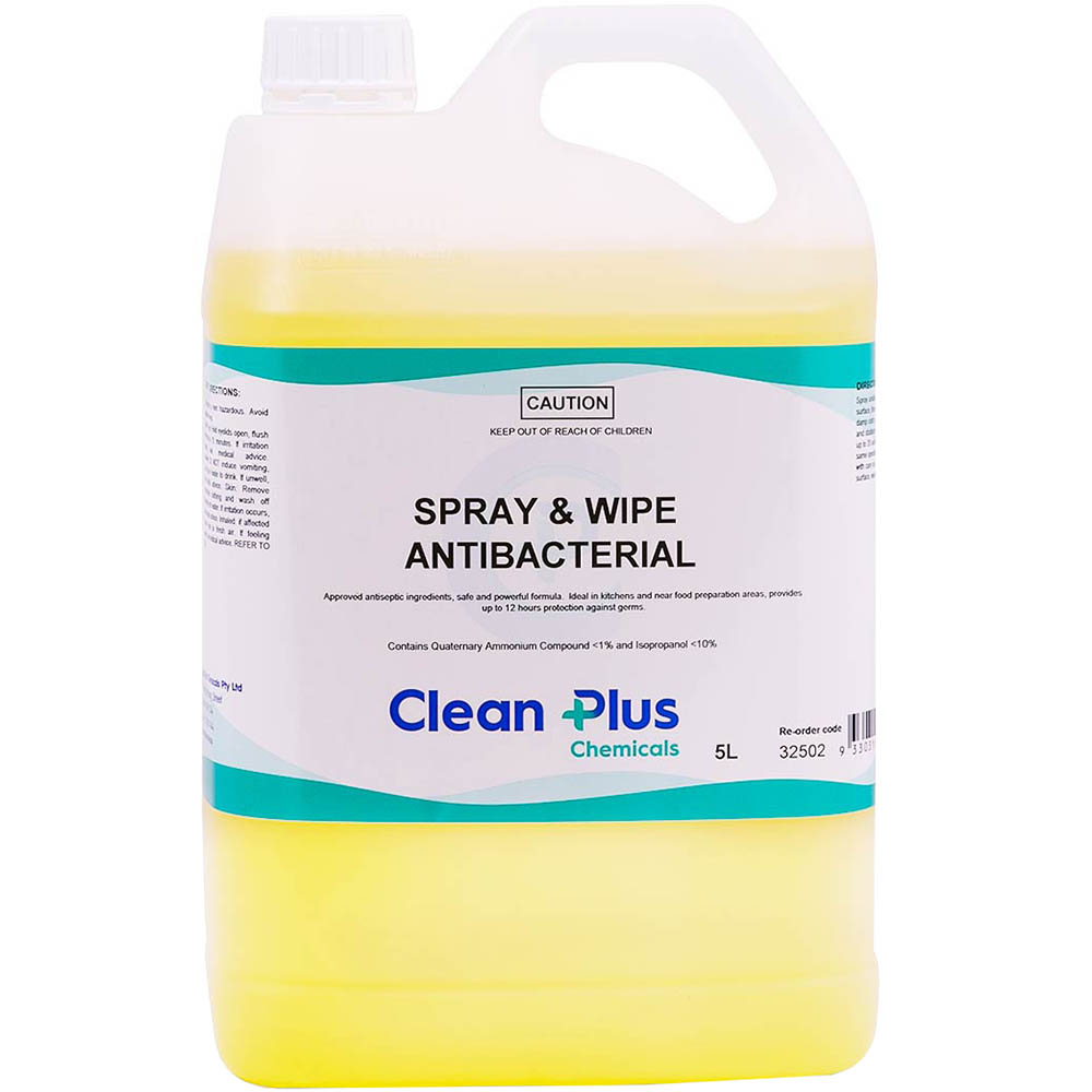Image for CLEAN PLUS SPRAY AND WIPE ANTIBACTERIAL 5 LITRE CARTON 3 from Mitronics Corporation