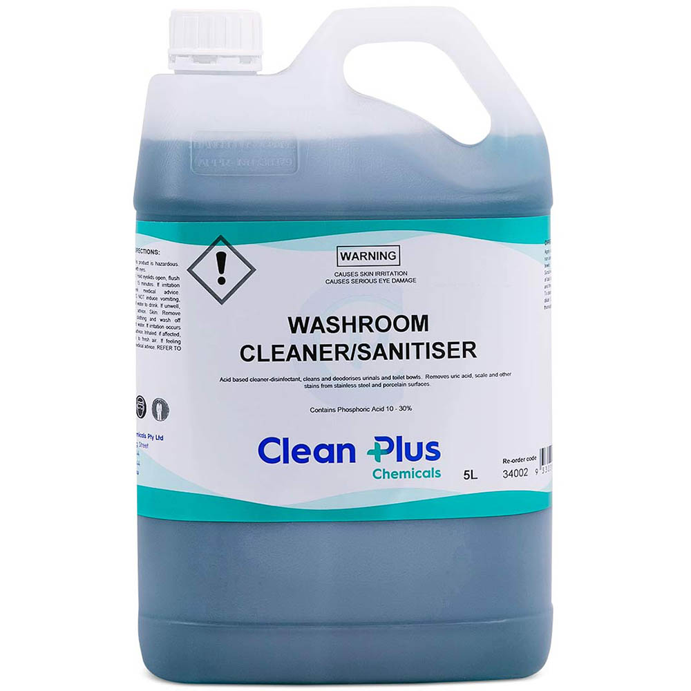Image for CLEAN PLUS WASHROOM CLEANER SANITISER 5 LITRE CARTON 3 from Pinnacle Office Supplies