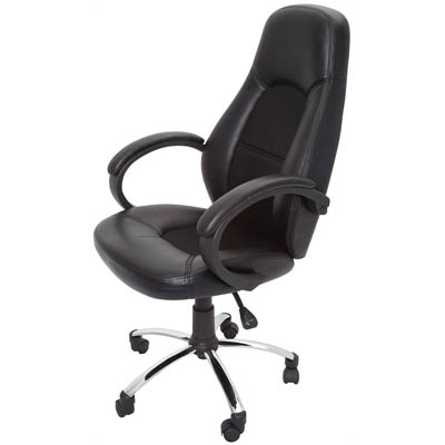 Image for RAPIDLINE CL410 EXECUTIVE CHAIR HIGH BACK CHROME BASE ARMS PU BLACK from York Stationers