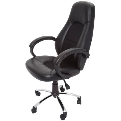 Image for RAPIDLINE CL410 EXECUTIVE CHAIR HIGH BACK CHROME BASE ARMS PU BLACK from Office Fix - WE WILL BEAT ANY ADVERTISED PRICE BY 10%