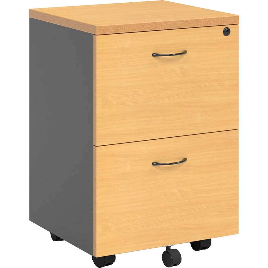 Image for RAPID WORKER MOBILE PEDESTAL 2-DRAWER LOCKABLE 690 X 465 X 447MM BEECH/IRONSTONE from Clipboard Stationers & Art Supplies