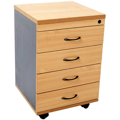 Image for RAPID WORKER MOBILE PEDESTAL 4-DRAWER LOCKABLE 690 X 465 X 447MM BEECH/IRONSTONE from BusinessWorld Computer & Stationery Warehouse