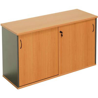 Image for RAPID WORKER CREDENZA SLIDING DOOR LOCKABLE 1800 X 450 X 730MM BEECH/IRONSTONE from York Stationers