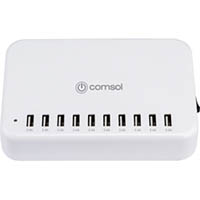 comsol 10 port usb charging station white