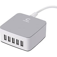 comsol 5 port usb desktop charger 8a 40w grey