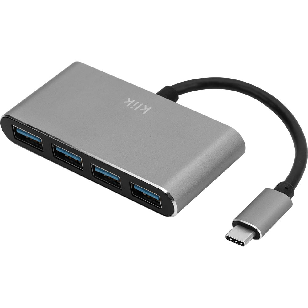Image for KLIK 4-PORT HUB USB-C TO USB-A 3.0 SILVER from Challenge Office Supplies