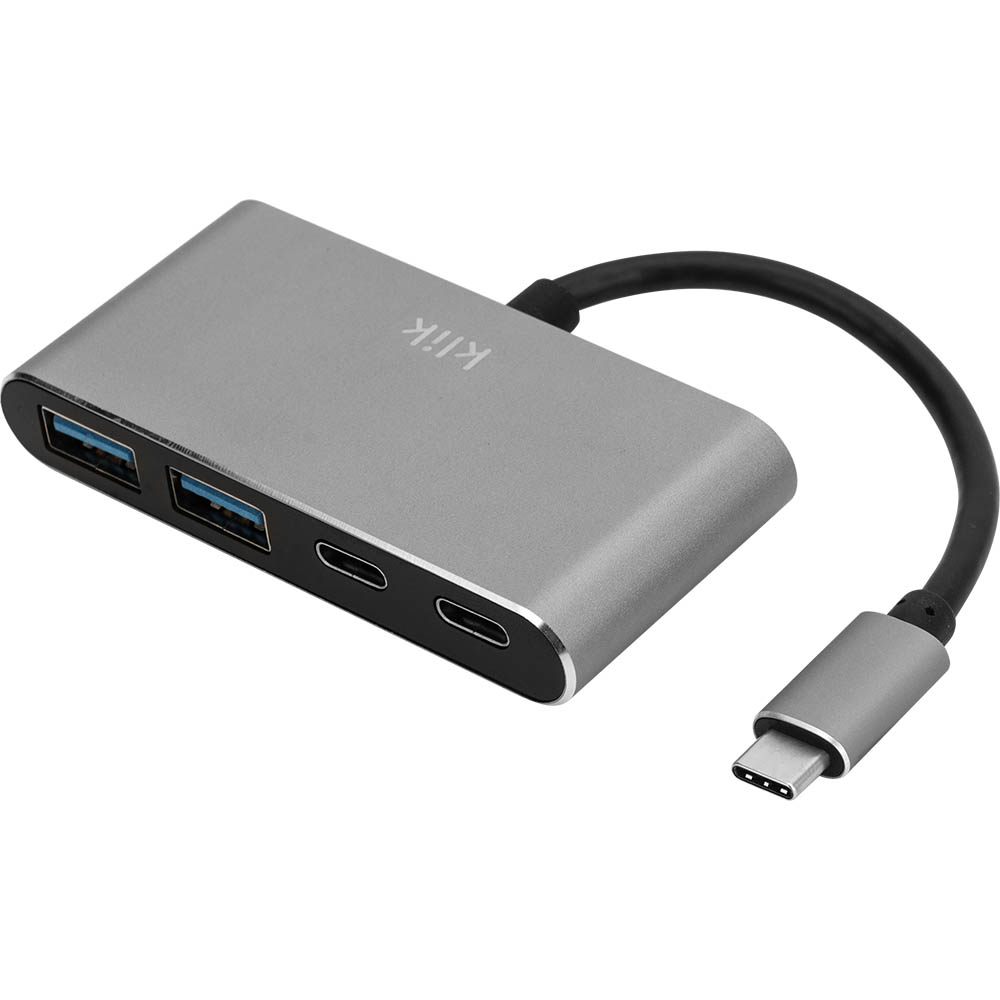 Image for KLIK USB-C MALE TO DUAL USB-A 3.0 AND DUAL USB-C HUB SILVER from That Office Place PICTON
