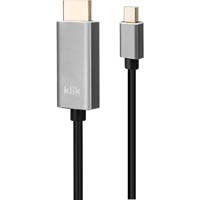 klik mini displayport cable male to hdmi male 2m black/silver