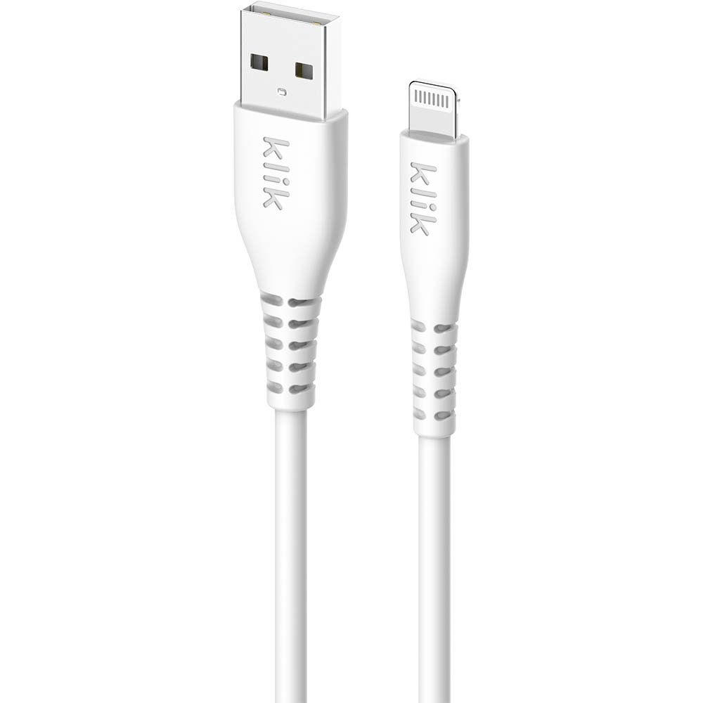 Image for KLIK APPLE LIGHTNING TO USB SYNC CHARGE CABLE 2.5M WHITE from Mercury Business Supplies