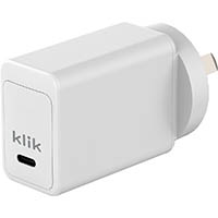 klik kwc45c usb-c pd wall charger 45w white