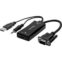 comsol vga adapter male and 3.5mm audio to hdmi female 200mm black