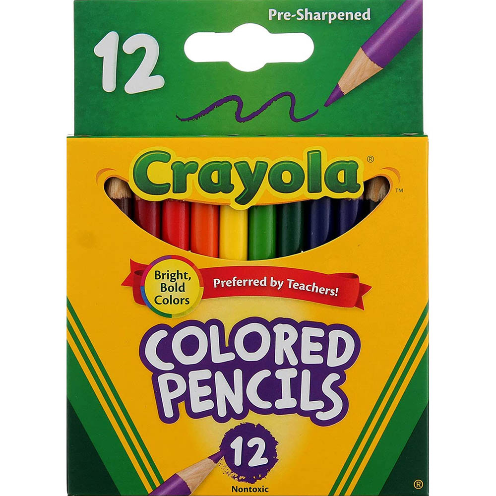 Image for CRAYOLA SHORT COLOURED PENCILS ASSORTED PACK 12 from Prime Office Supplies