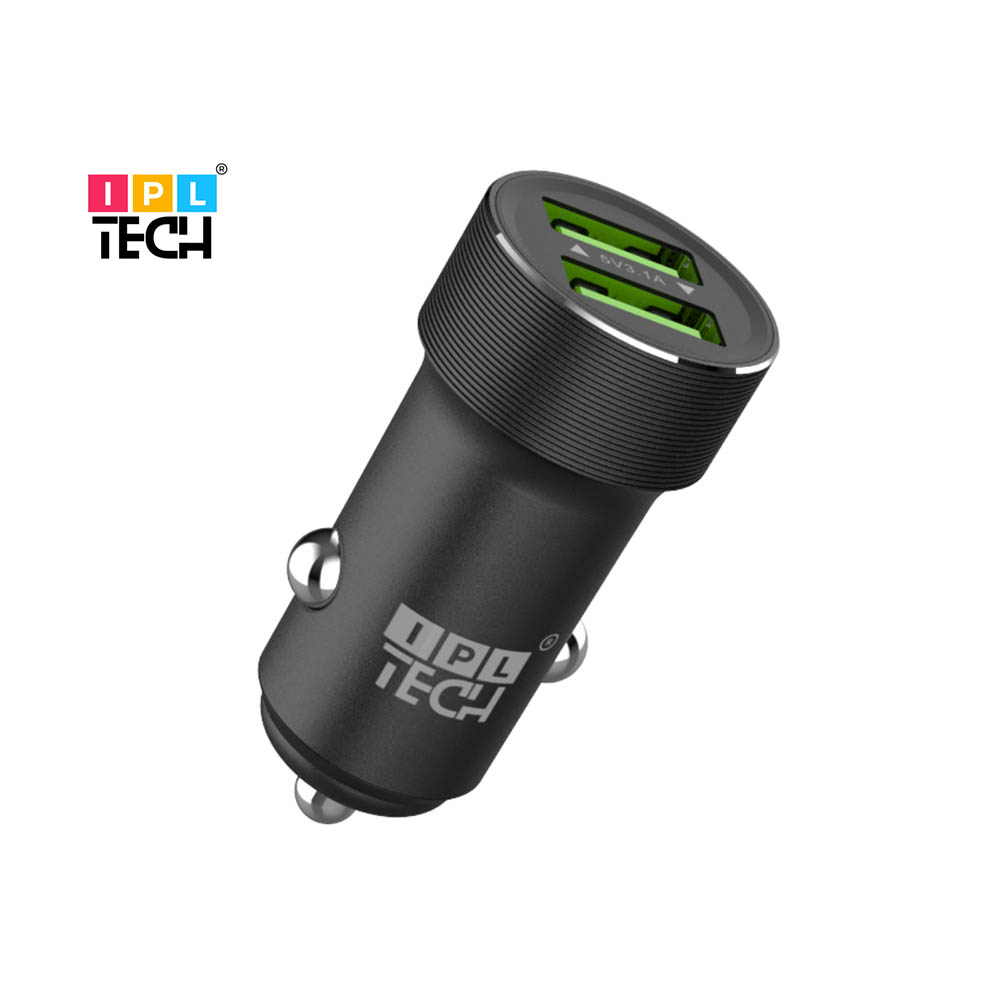Image for IPL TECH METAL CAR CHARGER DUAL PORT 3.1A BLACK from Challenge Office Supplies