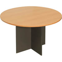rapid worker round meeting table 1200mm beech/ironstone