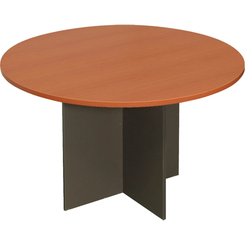 Image for RAPID WORKER ROUND MEETING TABLE 1200MM CHERRY/IRONSTONE from Mitronics Corporation