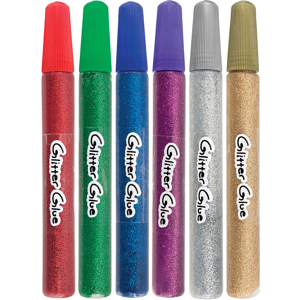 Image for TIANYA GLITTER GLUE PENS 12ML ASSORTED PACK 6 from That Office Place PICTON