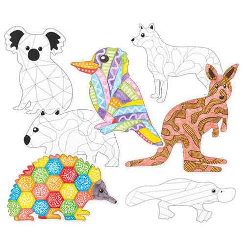 Image for ZART COLOURME CARDBOARD AUSTRALIAN ANIMALS PACK 21 from Office Heaven