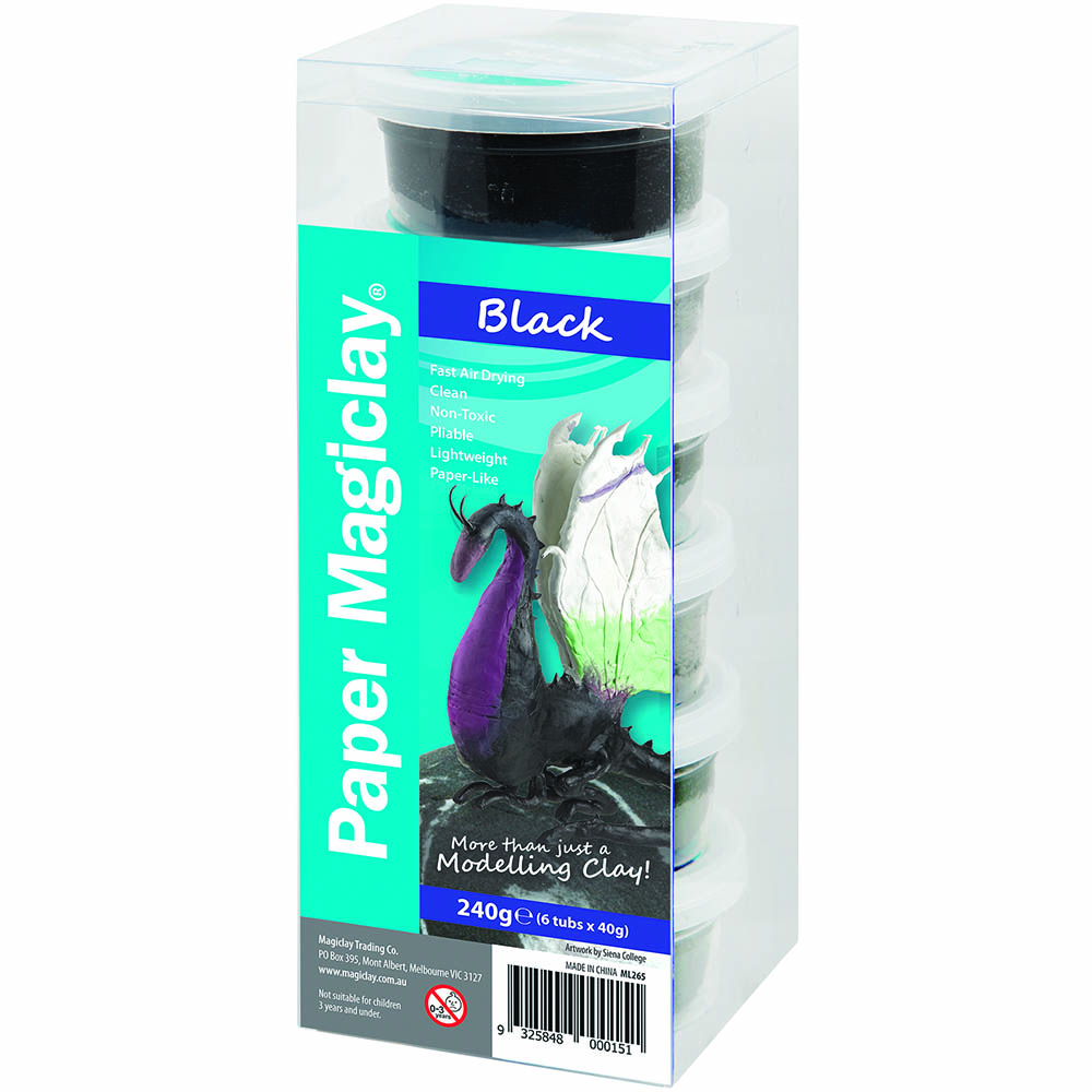 Image for PAPER MAGICLAY MODELLING CLAY 240G BLACK from Mitronics Corporation