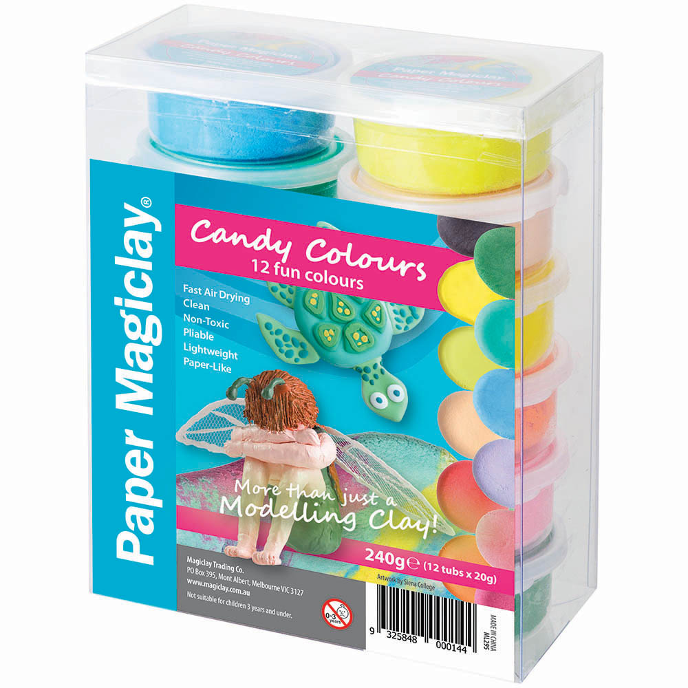 Image for PAPER MAGICLAY® MODELLING COMPOUND 240G CANDY COLOURS PACK 12 from That Office Place PICTON