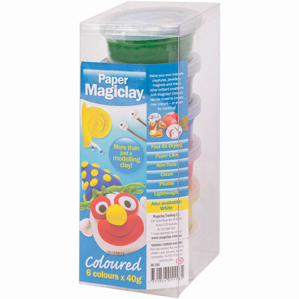 Image for PAPER MAGICLAY® MODELLING COMPOUND 40G ASSORTED PACK 6 from York Stationers