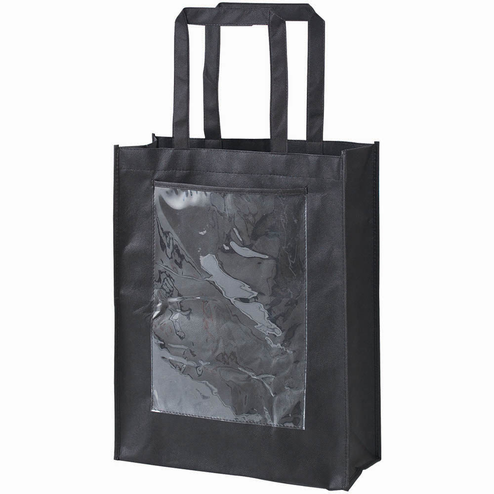 Image for ZART ECO BAG WITH DISPLAY POCKET 340 X 410MM BLACK PACK 10 from Prime Office Supplies