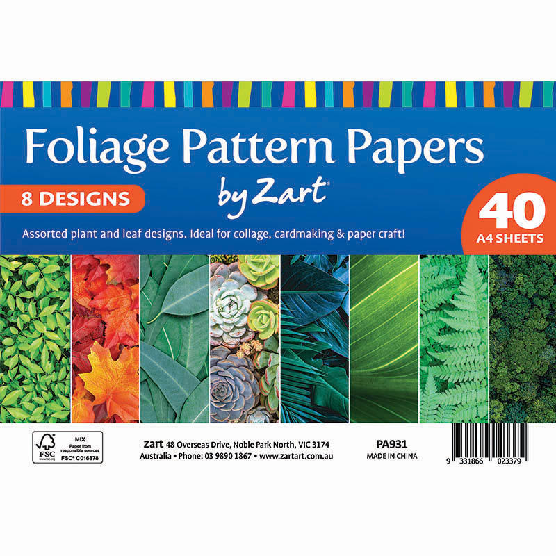 Image for ZART PATTERN PAPERS FOLIAGE A4 PACK 40 from Mitronics Corporation